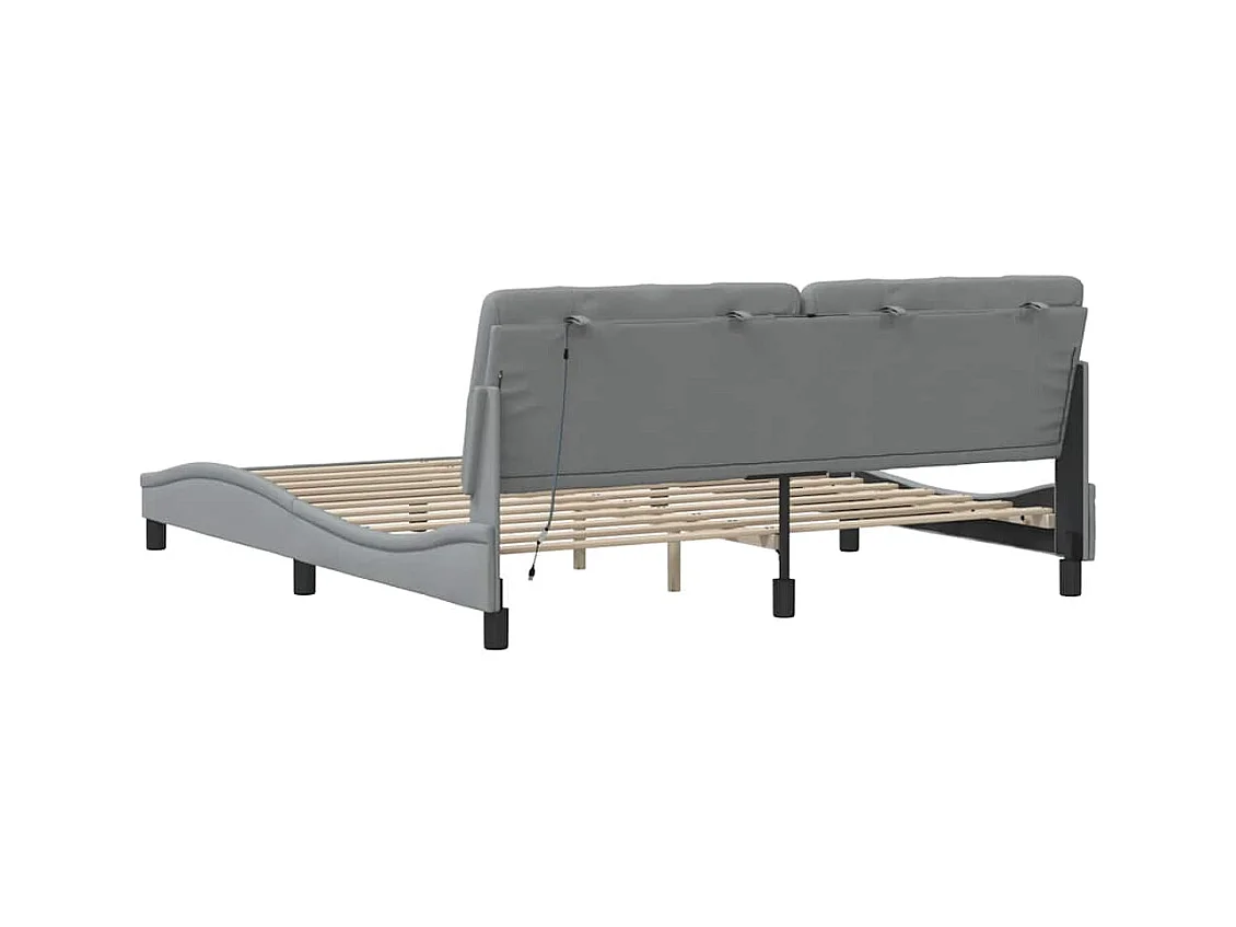 Cadre de lit avec LED sans matelas gris clair 180x200 cm tissu