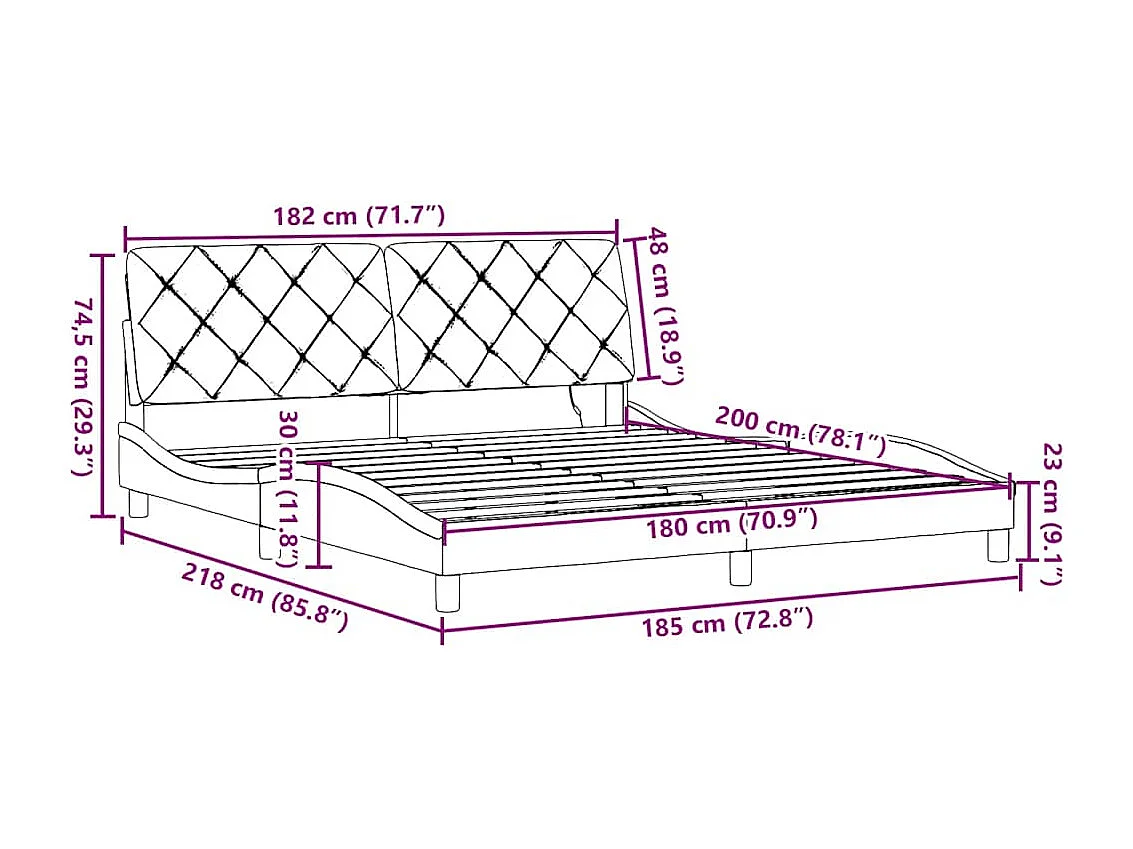 Bettgestell mit LED ohne Matratze Hellgrau 180x200 cm Stoff