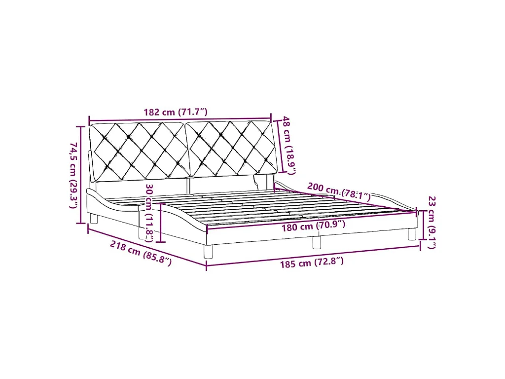 Bedframe met LED zonder matras stof 180x200 cm lichtgrijs