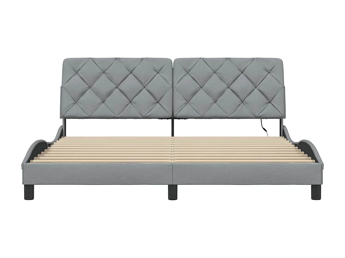 Bedframe met LED zonder matras stof 180x200 cm lichtgrijs