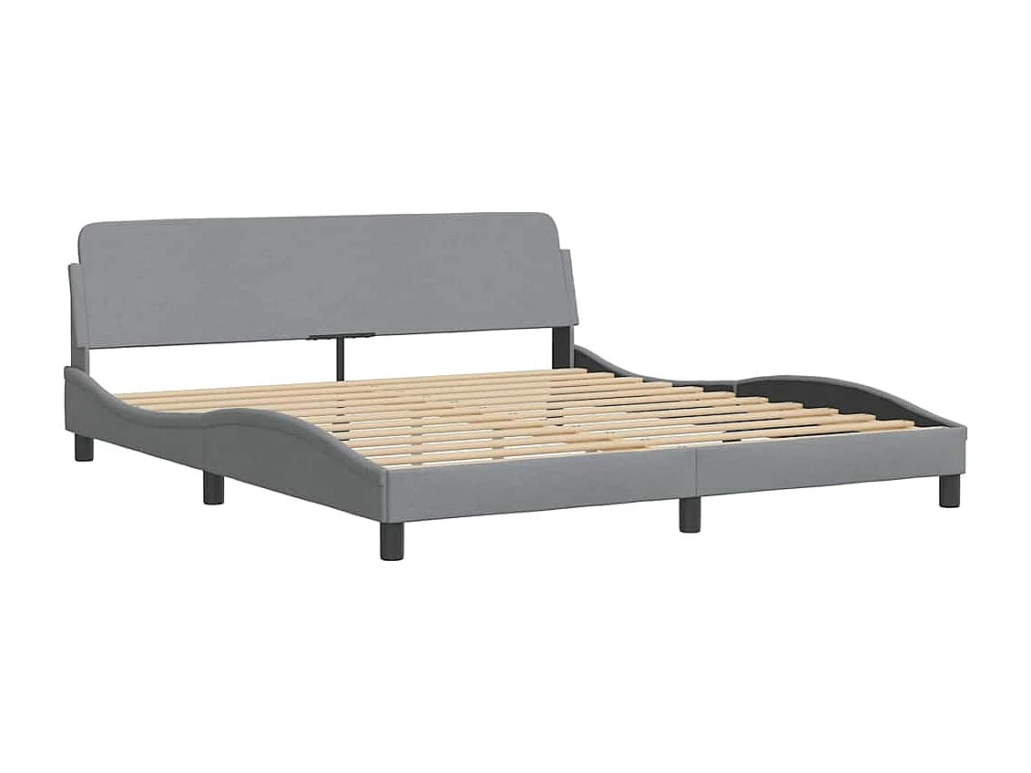 Bedframe met LED zonder matras stof 180x200 cm lichtgrijs