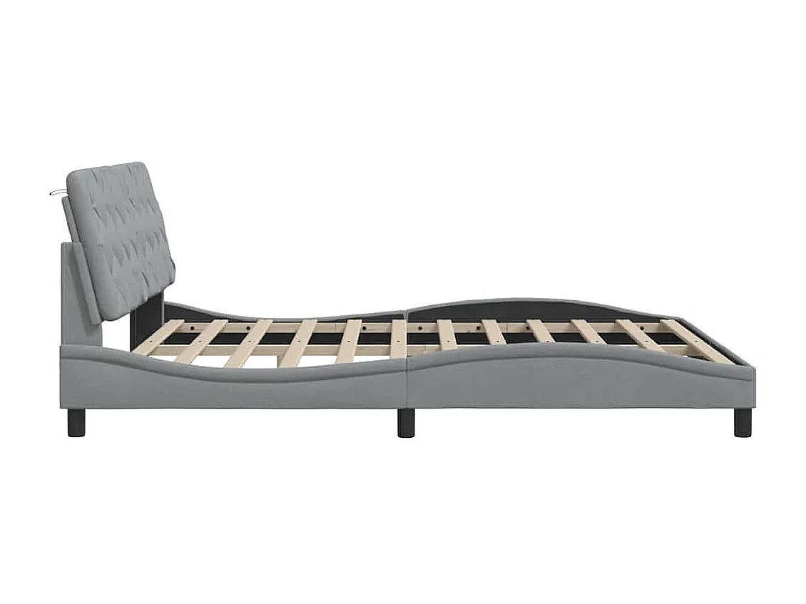 Bedframe met LED zonder matras stof 180x200 cm lichtgrijs
