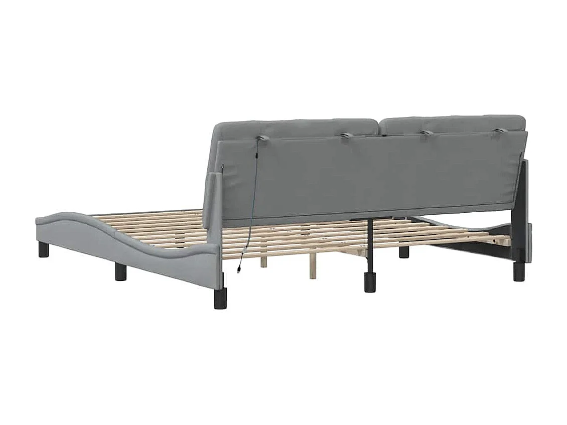 Bedframe met LED zonder matras stof 180x200 cm lichtgrijs