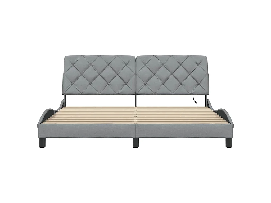 Cadre de lit avec LED sans matelas gris clair 180x200 cm tissu