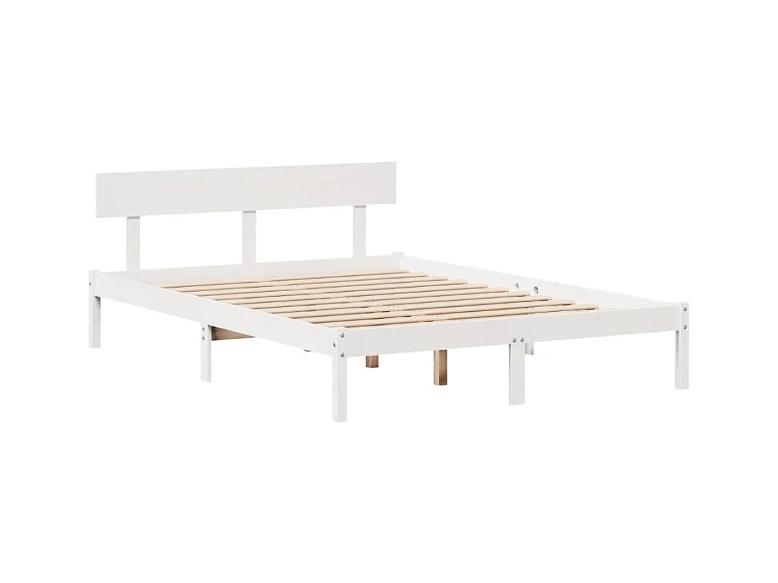 Cadre de lit sans matelas blanc 140x200 cm bois de pin massif