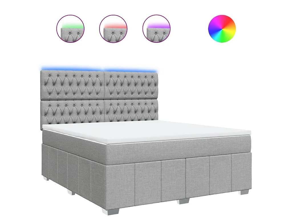 Boxspring met matras stof lichtgrijs 180x200 cm