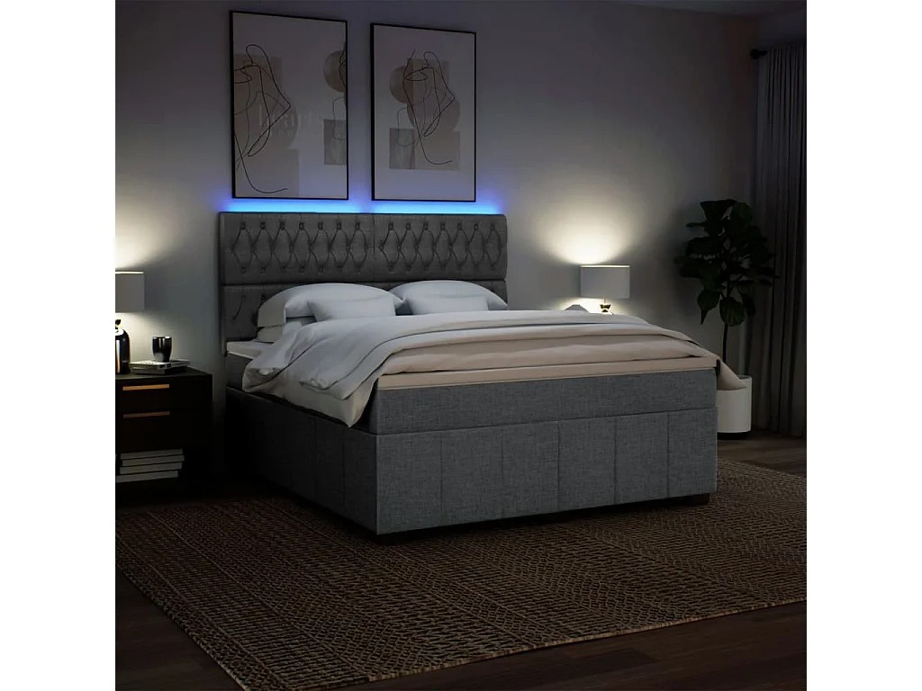 Boxspring met matras stof lichtgrijs 180x200 cm
