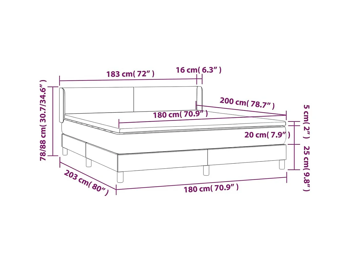 Giroletto a Molle con Materasso Crema 180x200 cm in Tessuto