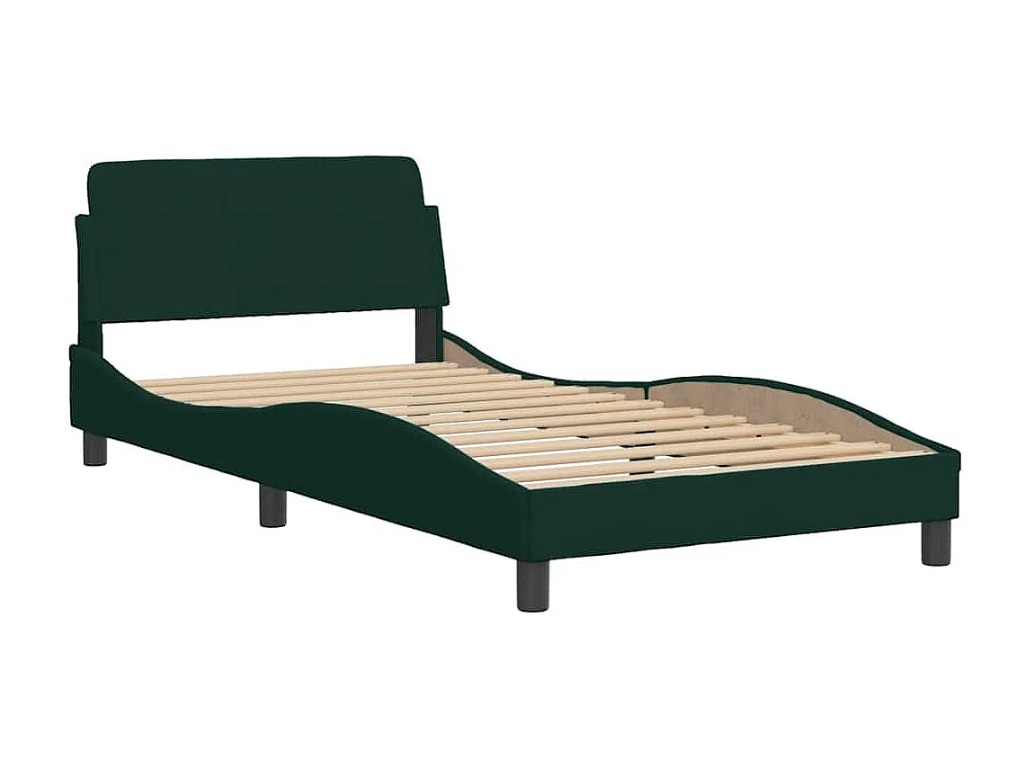 Lit avec matelas Hanko vert foncé 100x200 cm velours