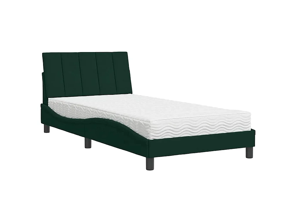 Bett mit Matratze "Hanko" Dunkelgrün 100x200 cm Samt