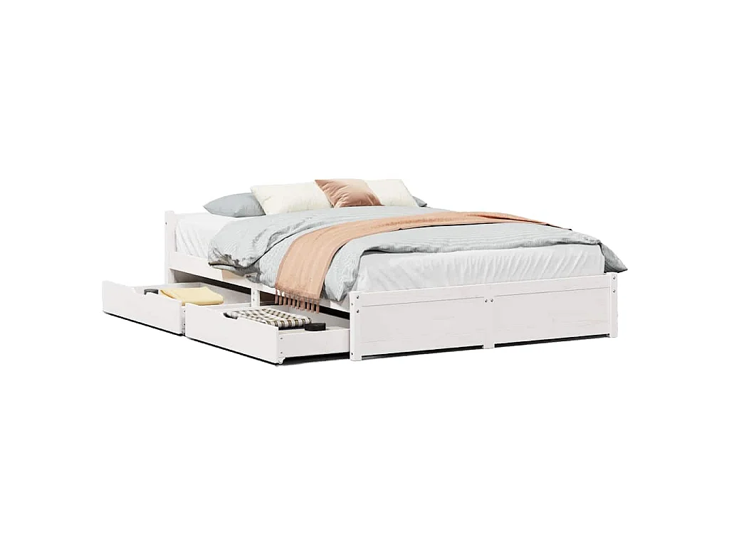Cadre de lit sans matelas blanc 140x200 cm bois de pin massif