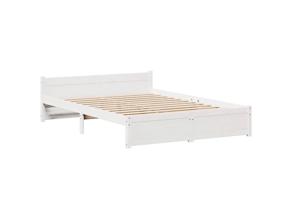 Cadre de lit sans matelas blanc 140x200 cm bois de pin massif