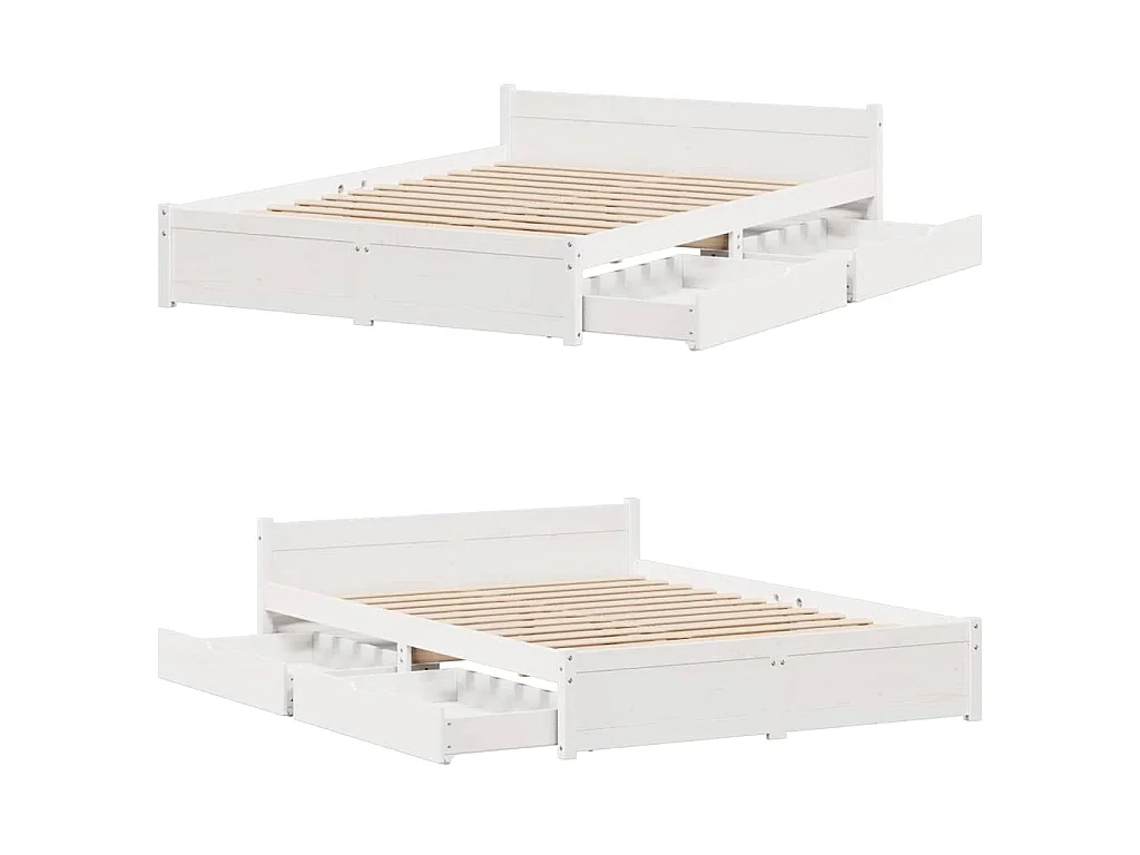 Cadre de lit sans matelas blanc 140x200 cm bois de pin massif