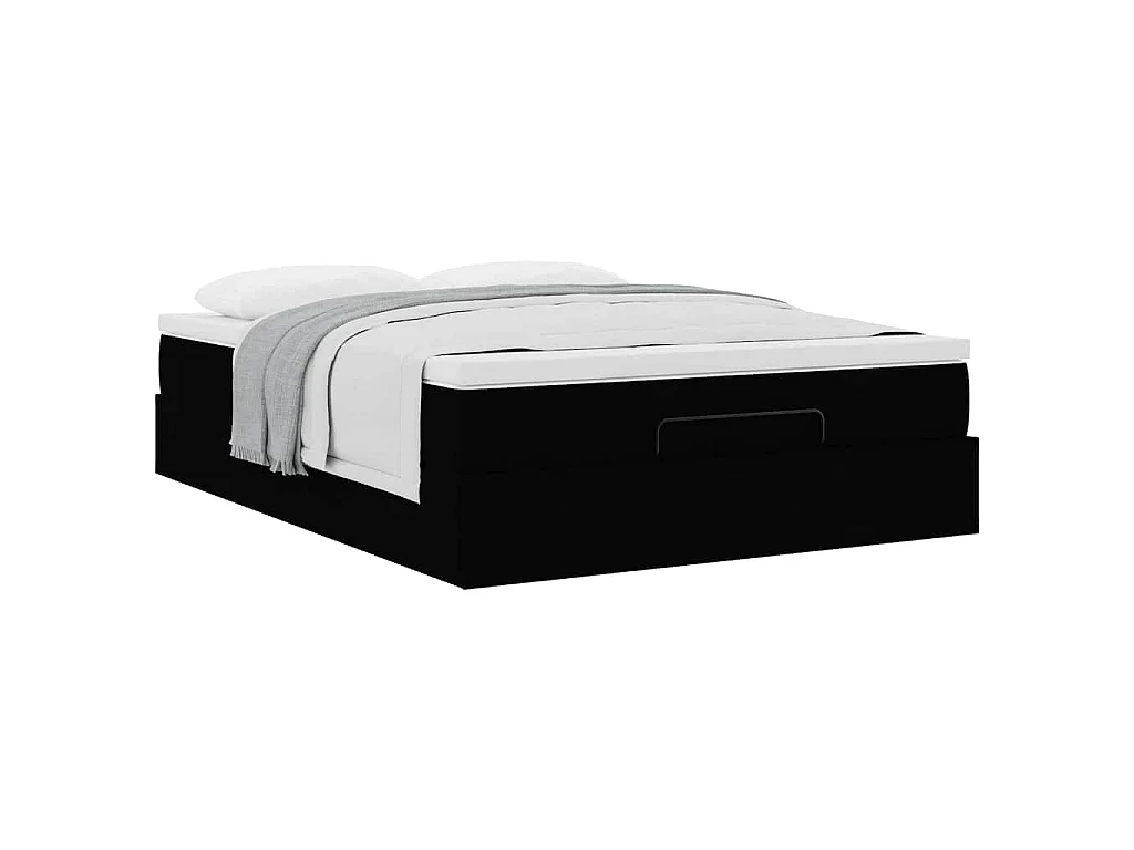 Ottoman-Bett mit Matratze Schwarz 140x200 cm Stoff
