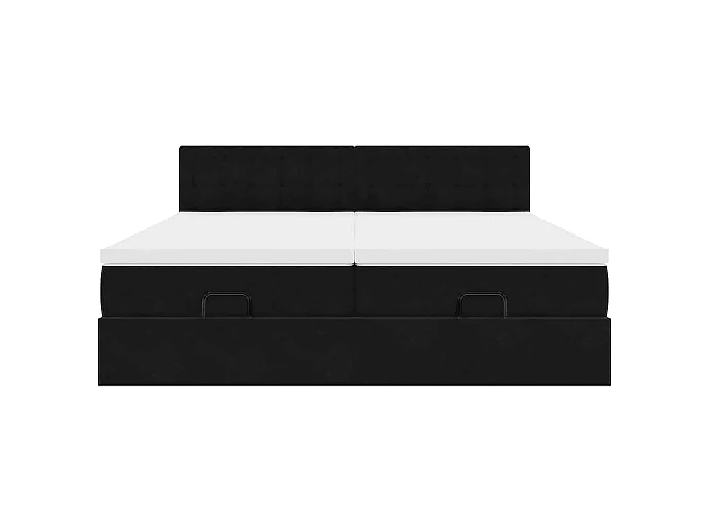 Struttura Letto Pouf con Materassi Nero 160x200 cm in Velluto
