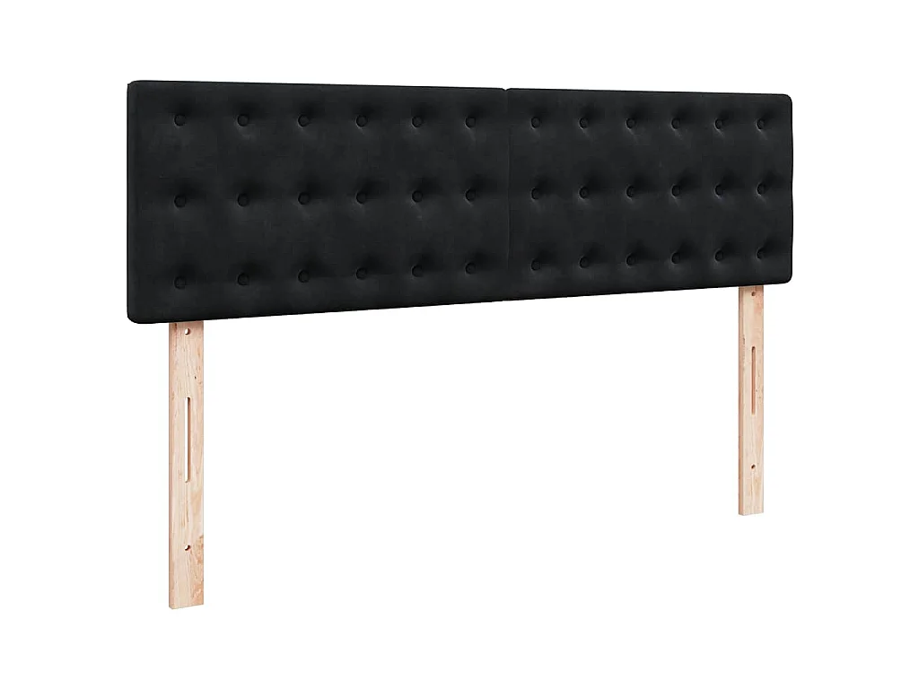 Struttura Letto Pouf con Materassi Nero 160x200 cm in Velluto