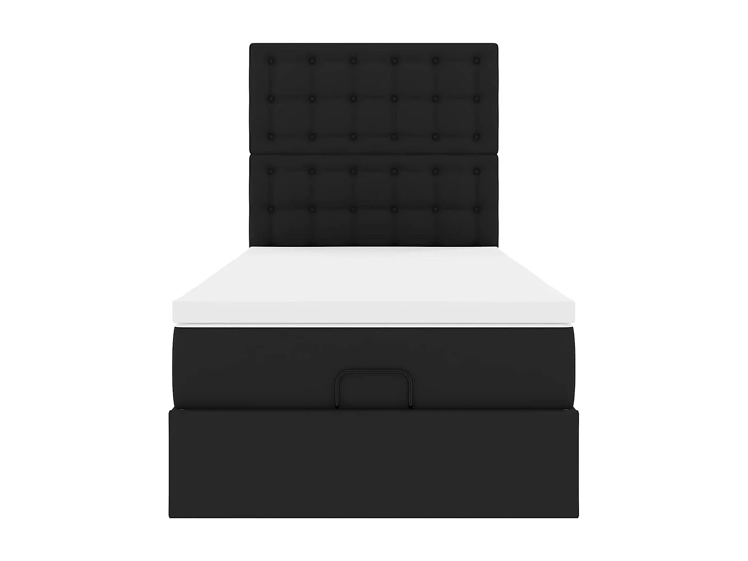 Letto Pouf con Materasso Nero 100x200 cm Similpelle