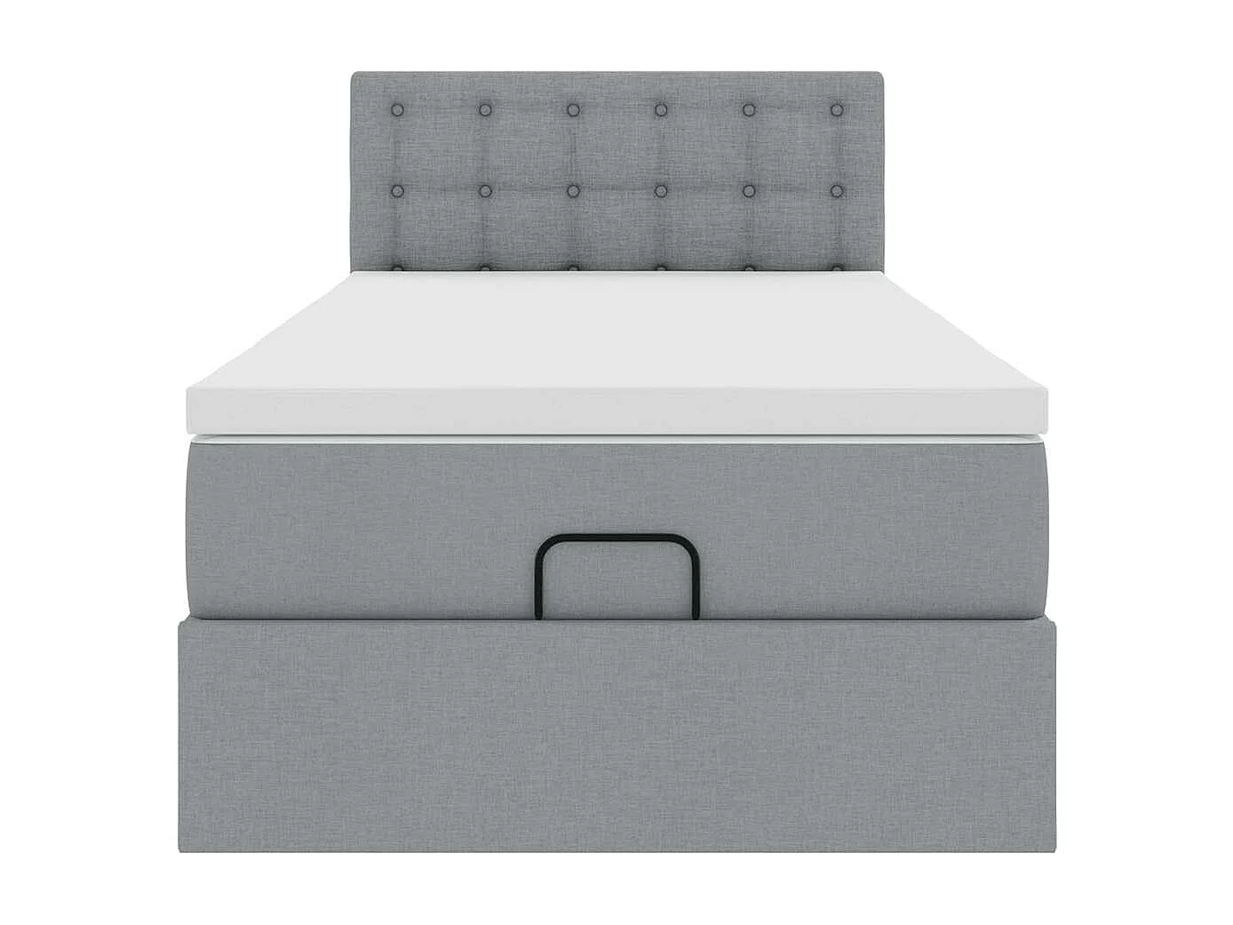 Ottoman-Bett mit Matratze Hellgrau 90x200 cm Stoff