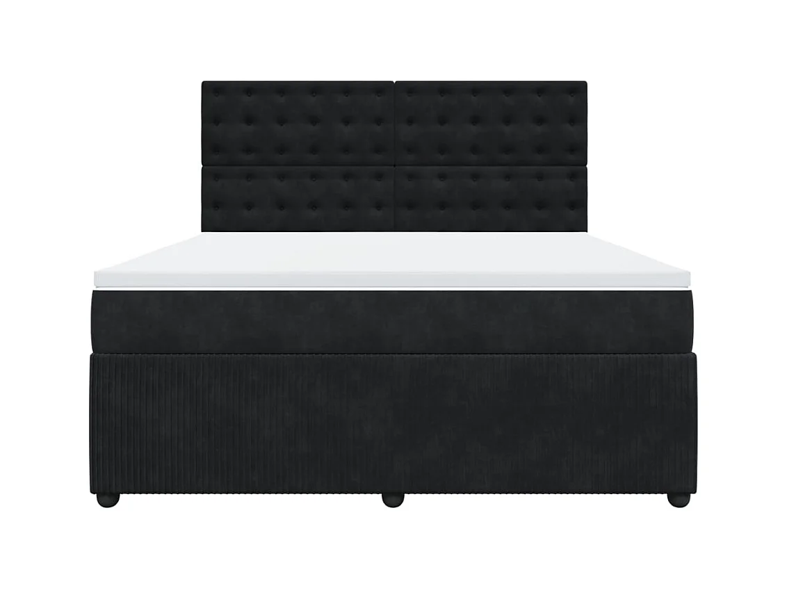 Sommier à lattes de lit avec matelas Noir 180x200 cm Velours