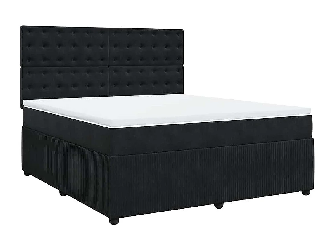 Giroletto a Molle con Materasso Nero 180x200 cm in Velluto