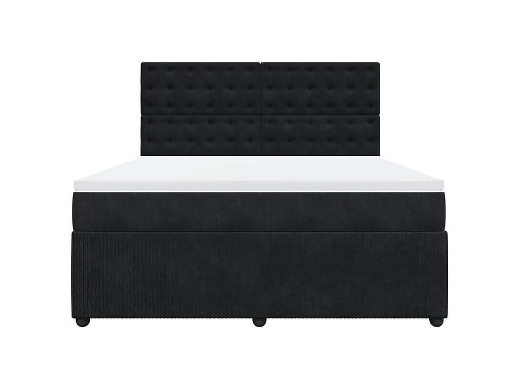 Boxspringbett mit Matratze Schwarz 180x200 cm Samt