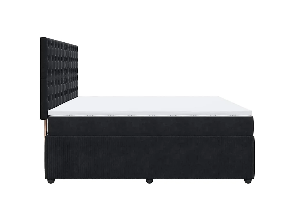 Boxspringbett mit Matratze Schwarz 180x200 cm Samt
