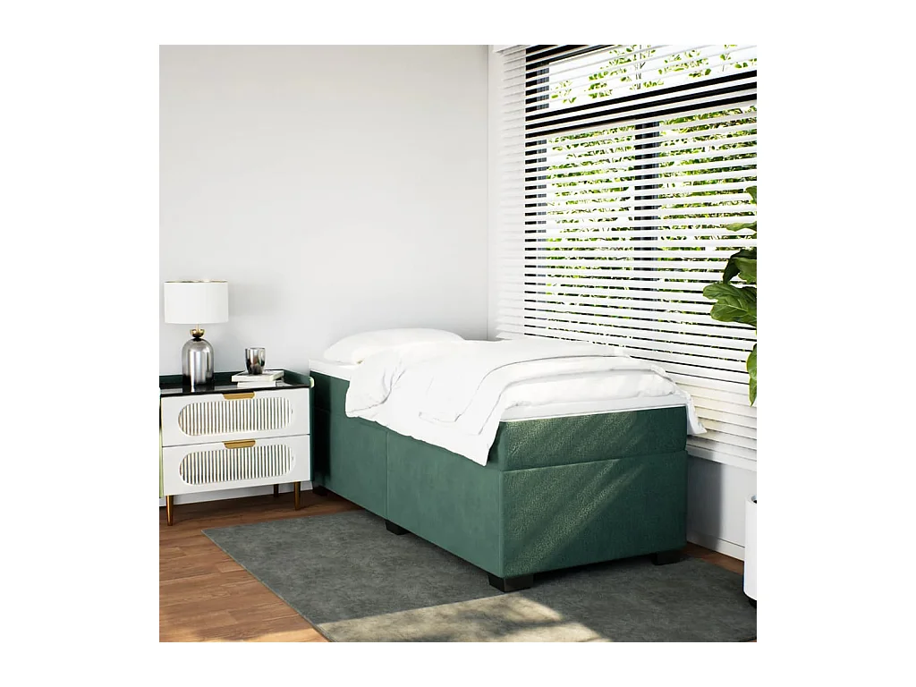 Sommier à lattes de lit avec matelas Vert foncé 90x200 cm
