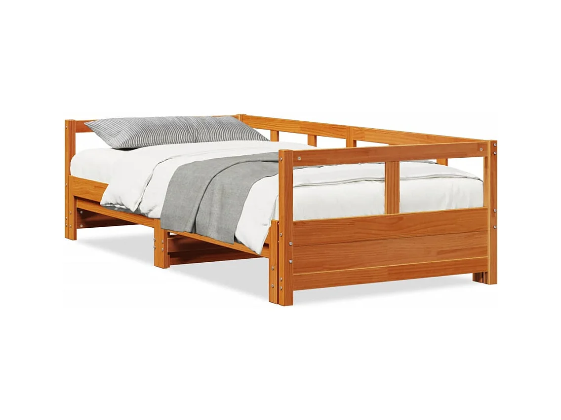 Tagesbett ohne Matratze Wachsbraun 90x200 cm Massivholz Kiefer