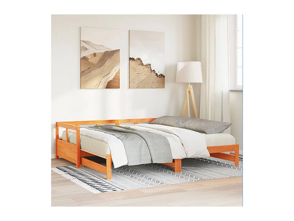 Tagesbett ohne Matratze Wachsbraun 90x200 cm Massivholz Kiefer