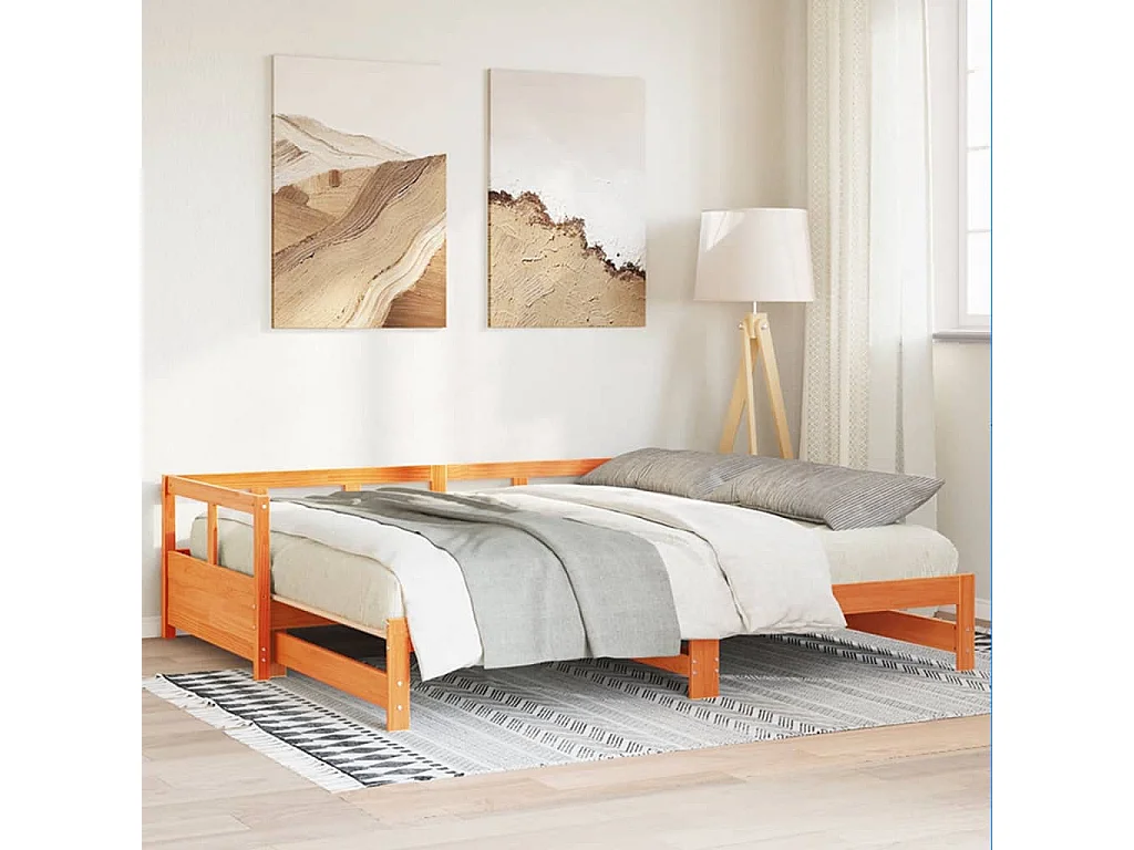 Tagesbett ohne Matratze Wachsbraun 90x200 cm Massivholz Kiefer