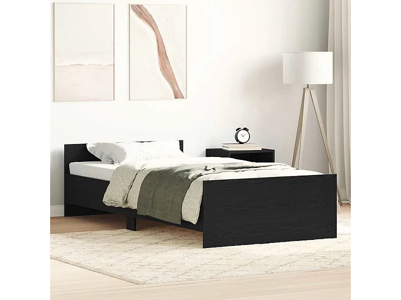 Bettgestell ohne Matratze Schwarz Eichen-Optik 100x200 cm