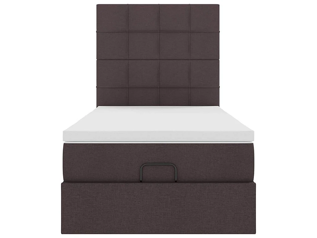 Cadre de lit ottoman avec matelas marron foncé 90x190 cm tissu