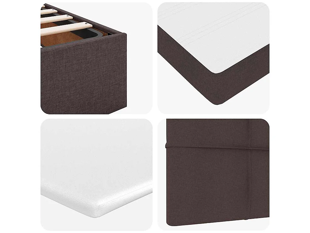 Cadre de lit ottoman avec matelas marron foncé 90x190 cm tissu