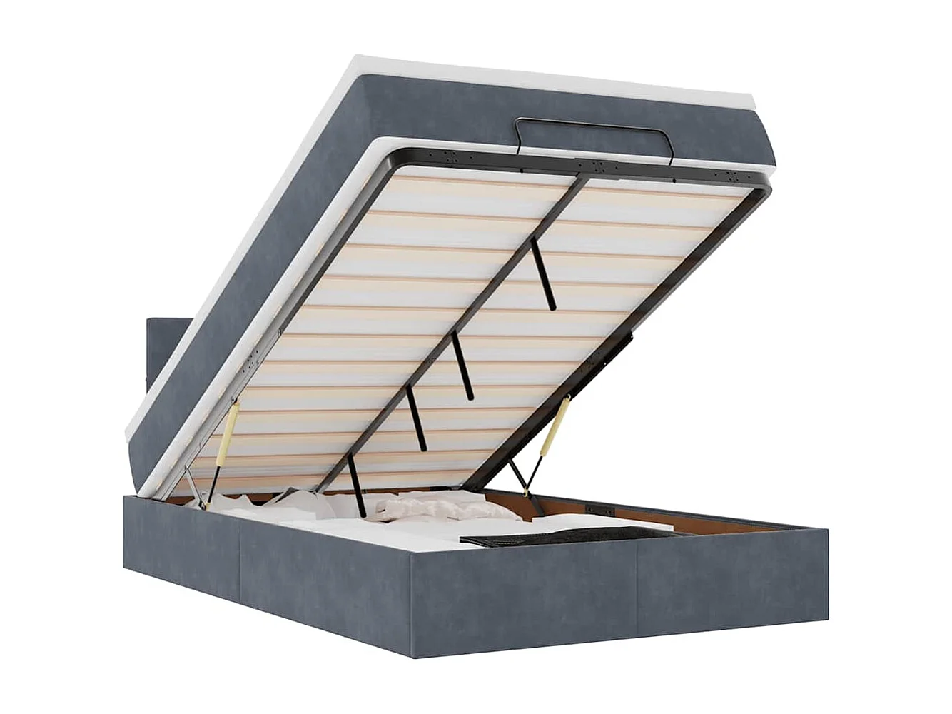 Lit ottoman avec matelas et LED gris foncé 90x200cm