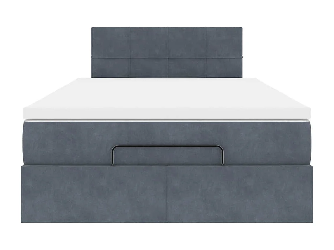 Cama otomana con colchón y LED terciopelo gris oscuro 120x190cm