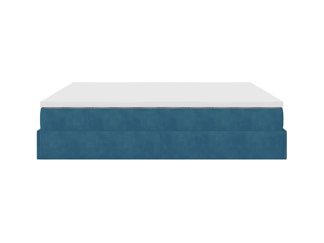 Cadre de lit ottoman avec matelas bleu foncé 160x200 cm velours