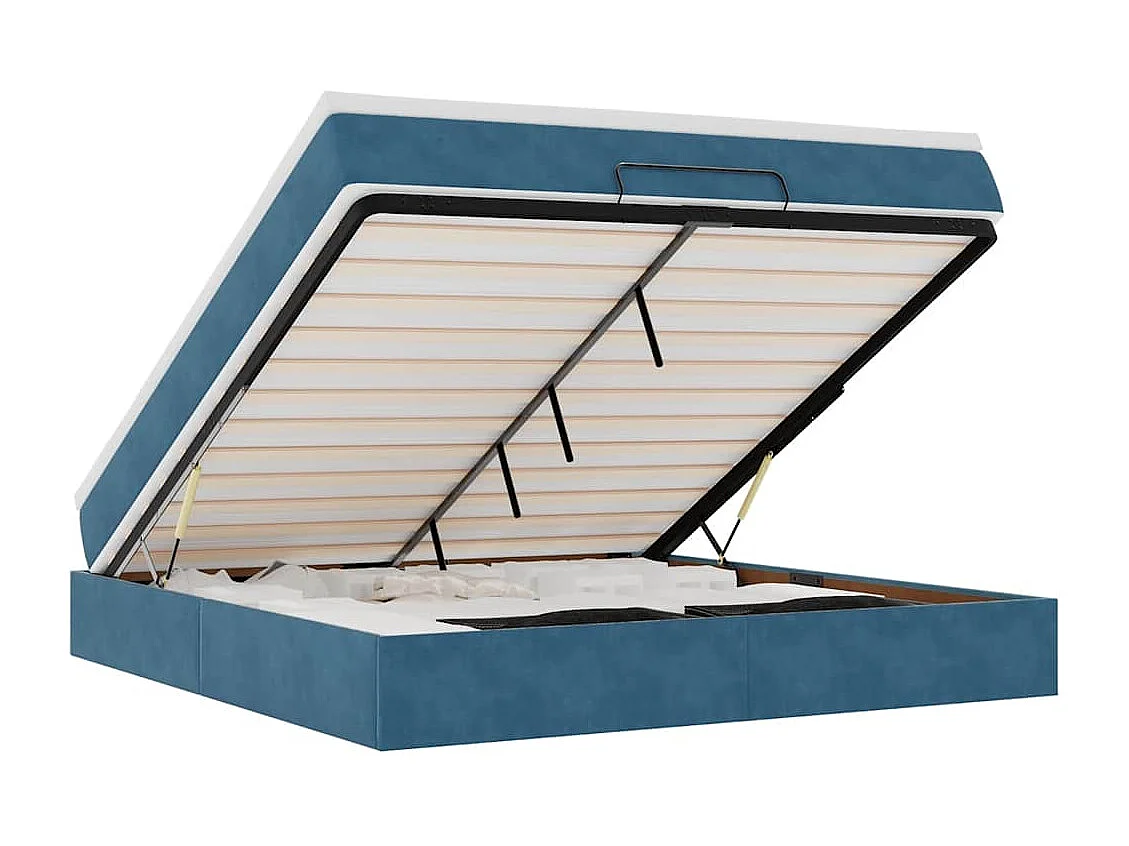 Estrutura de cama otomana com colchão 160x200 cm azul escuro
