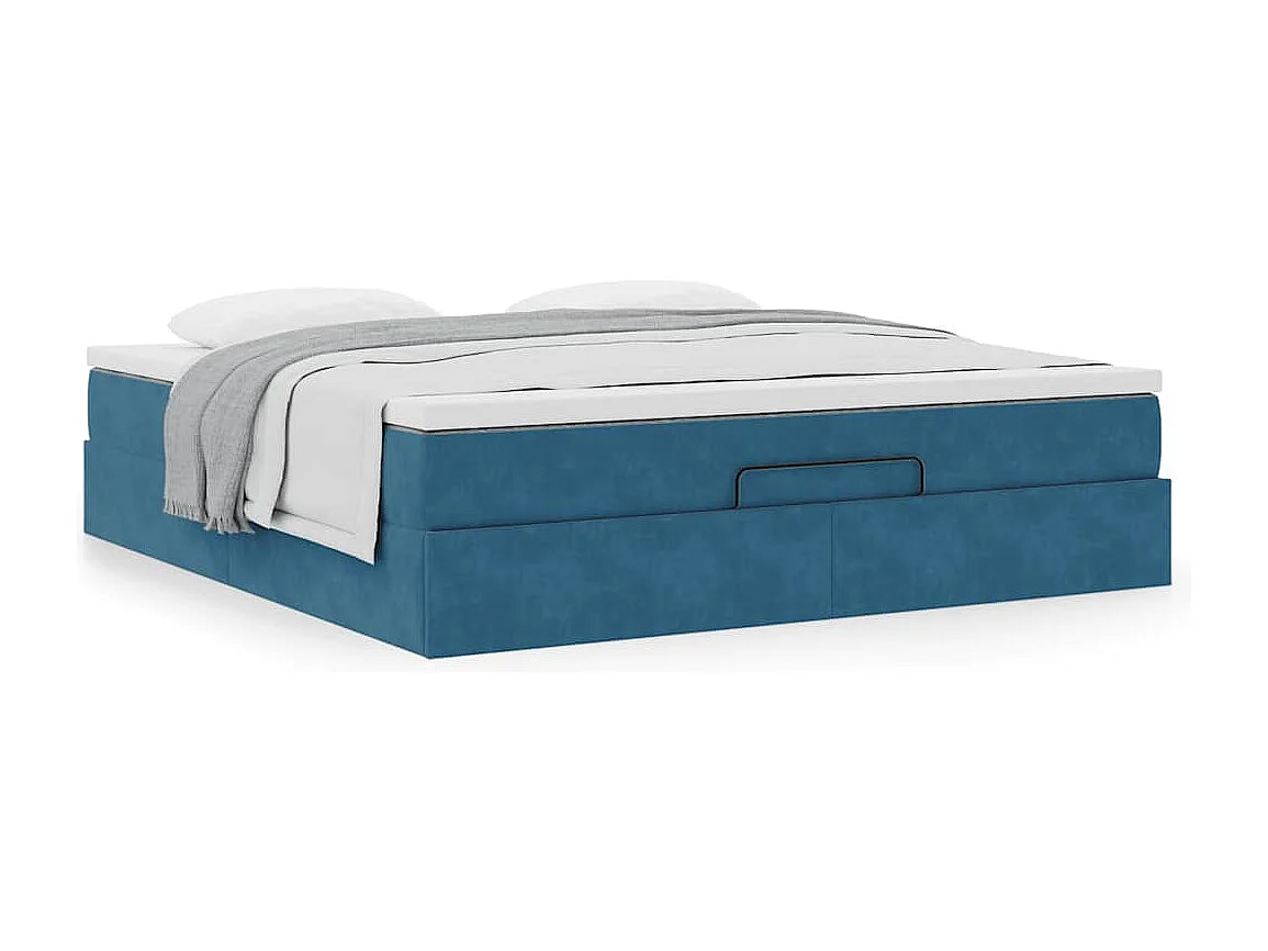Estrutura de cama otomana com colchão 160x200 cm azul escuro