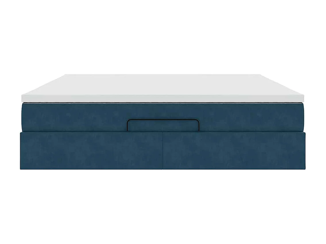Cadre de lit ottoman avec matelas bleu foncé 160x200 cm velours