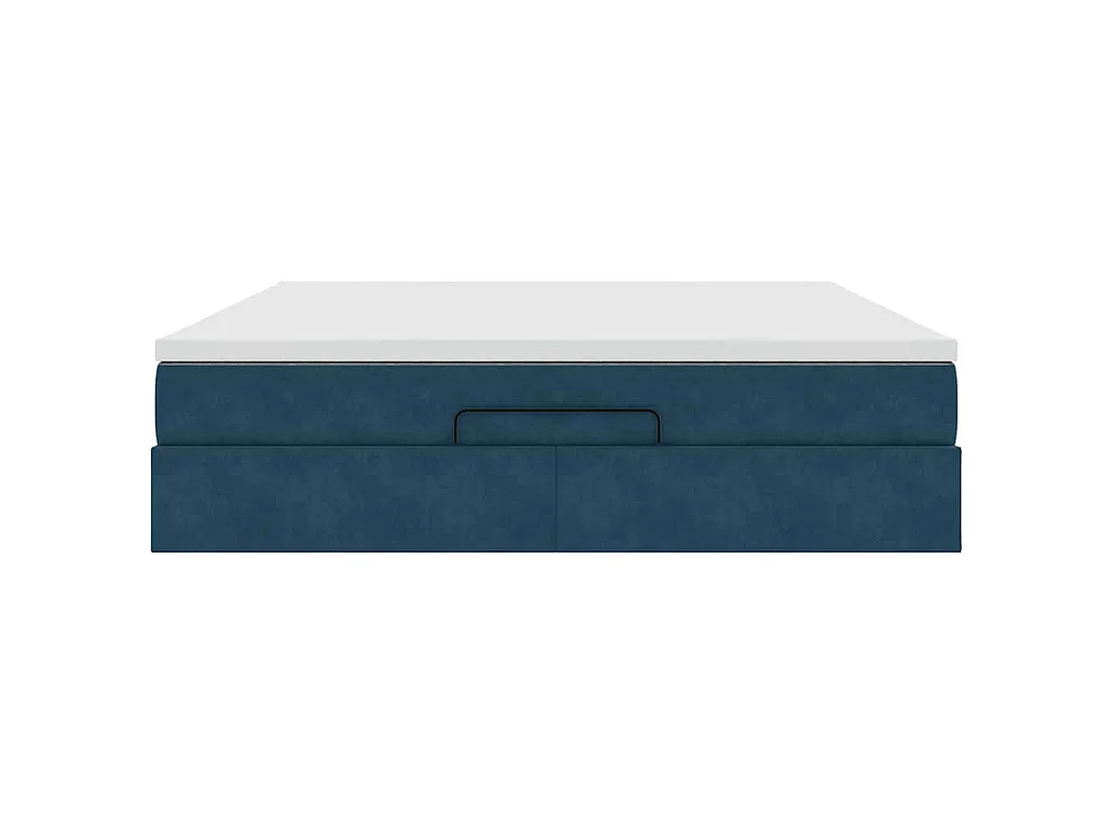 Cadre de lit ottoman avec matelas bleu foncé 160x200 cm velours