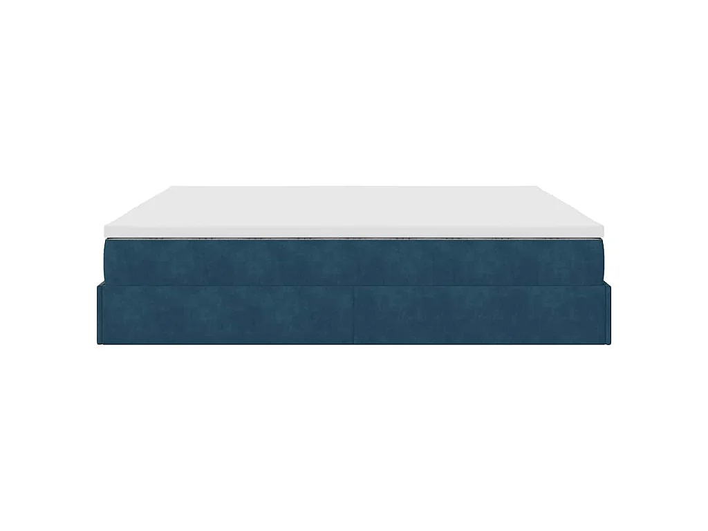 Cadre de lit ottoman avec matelas bleu foncé 160x200 cm velours