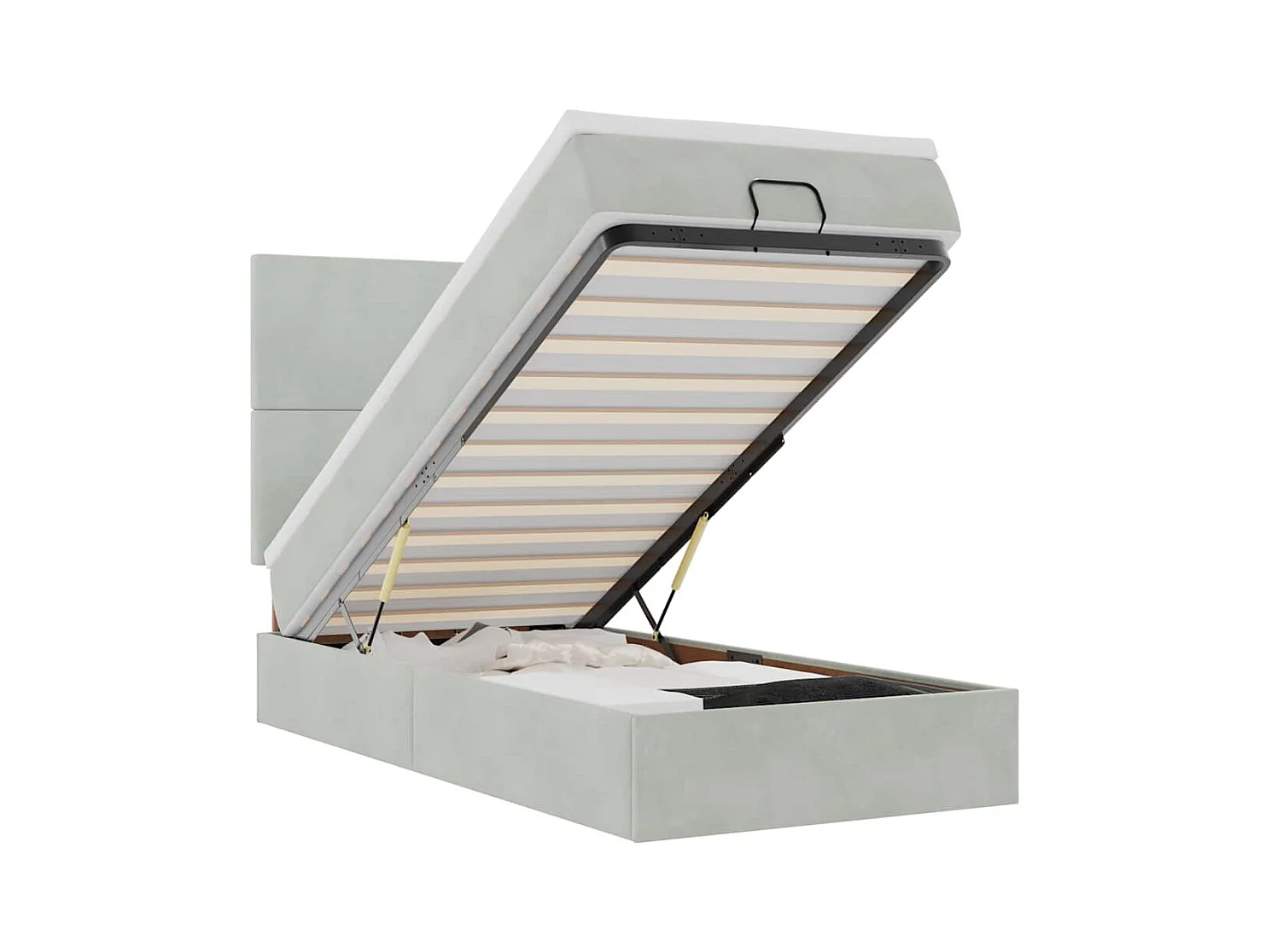 Ottoman-Bett mit Matratzen & LEDs Hellgrau 100x200 cm Samt