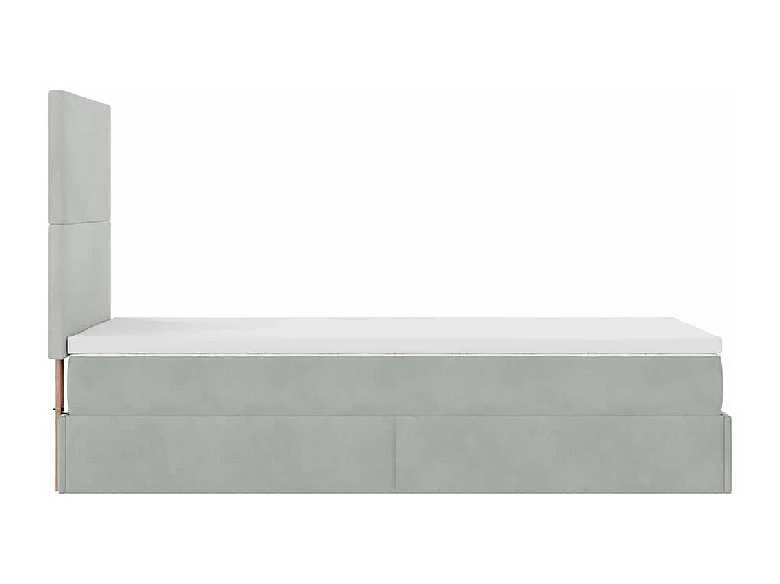 Ottoman-Bett mit Matratzen & LEDs Hellgrau 100x200 cm Samt