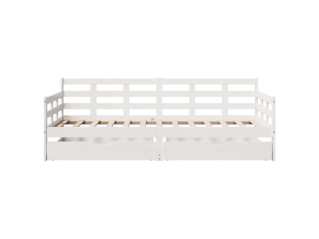 Dormeuse con Cassetti Bianco 90x200 cm Legno Massello di Pino