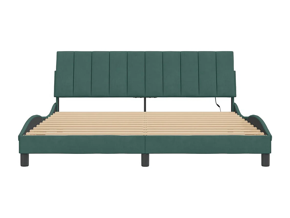 Cadre de lit avec LED sans matelas Hanko vert foncé 180x200 cm velours