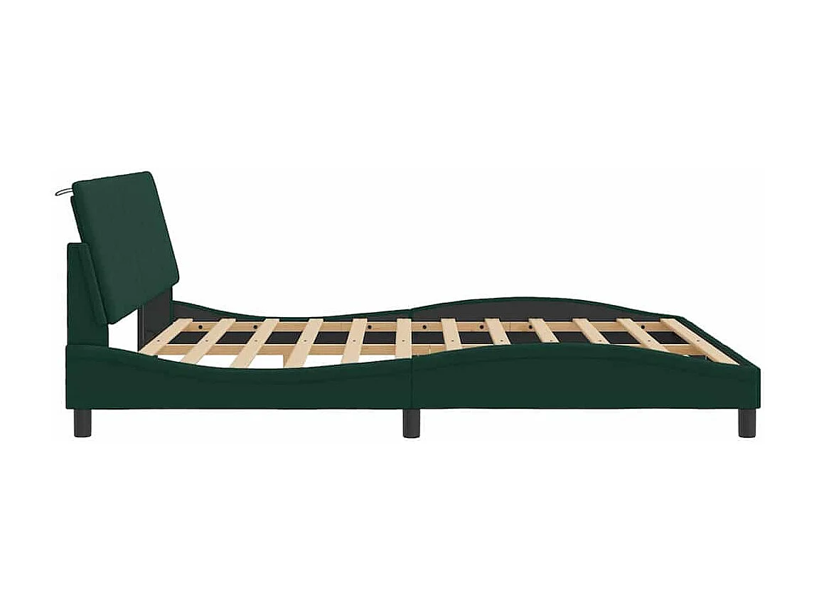 Bedframe met LED zonder matras "Hanko"  fluweel donkergroen 180x200 cm