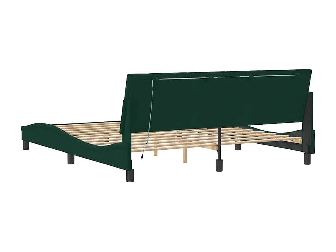 Bedframe met LED zonder matras "Hanko"  fluweel donkergroen 180x200 cm