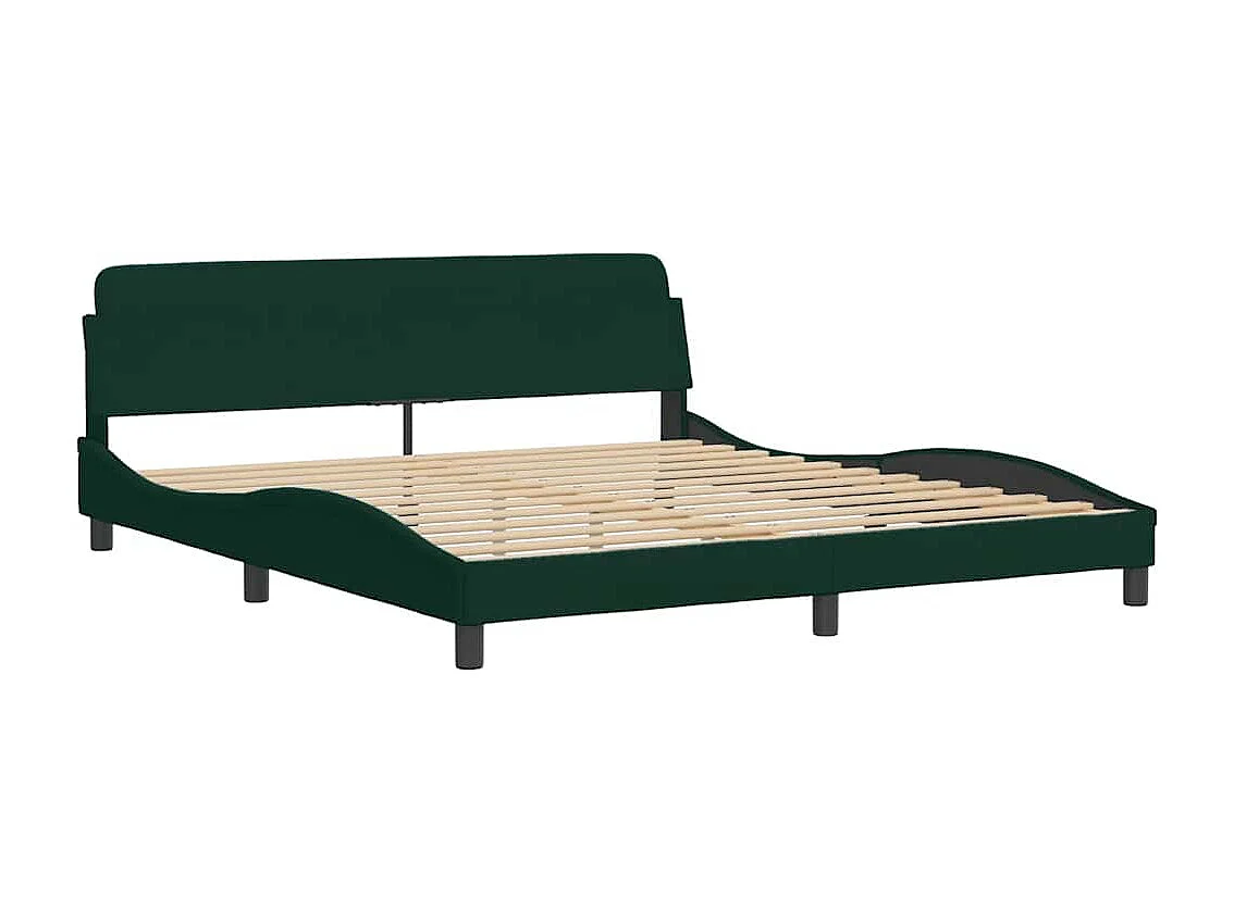 Bedframe met LED zonder matras "Hanko"  fluweel donkergroen 180x200 cm