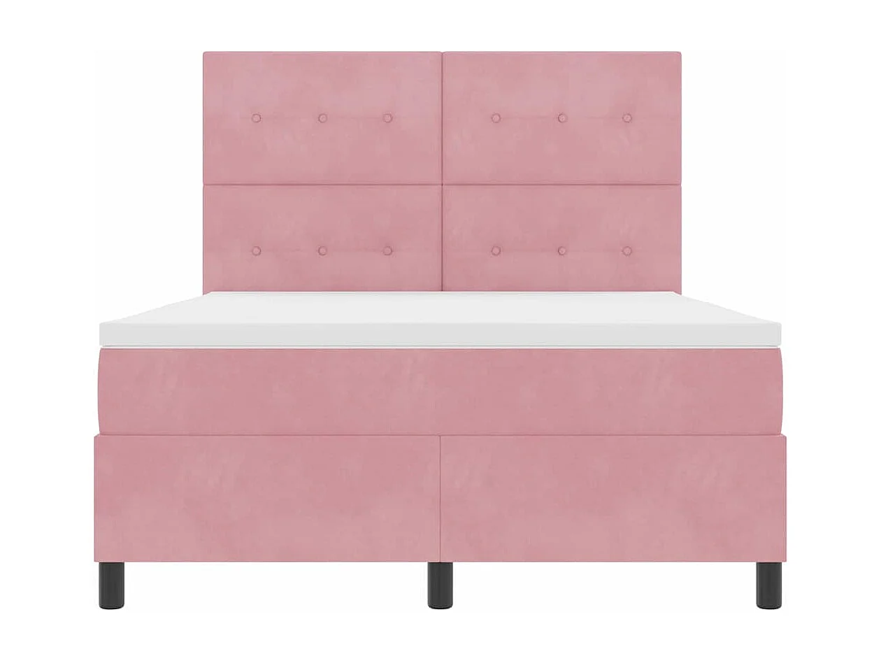 Lit à ressorts avec matelas Rose 140 x 200 cm tissu