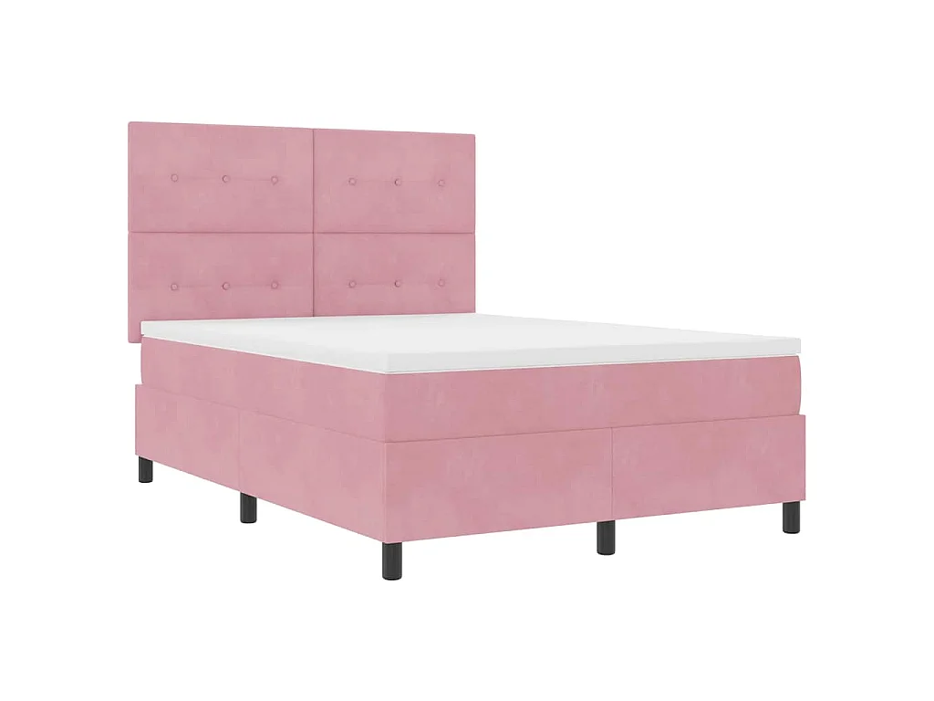 Boxspringbed met hoofdeinde Roze 140 x 200 cm Fluweel